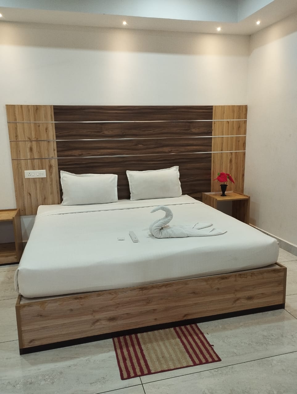 Room interior with towel art